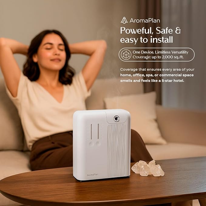 AromaPlan 5 Star Collection Cold Air Scent Diffuser, Whole House (2 Scents Included)- Waterless Smart Aroma, Scent &Time Adjust., App Control, HVAC | Home, Commercial, Hotel | Large Room, 2,000 sq.ft - Bloomnest