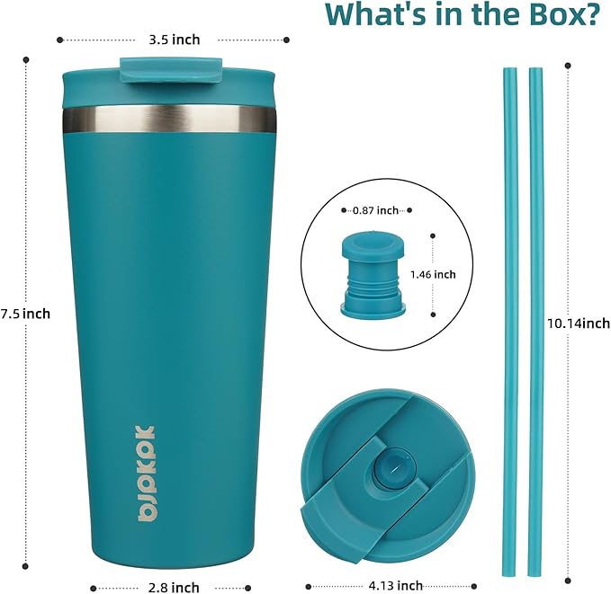 BJPKPK 22oz Tumbler With lid And Straw Stainless Steel Travel Coffee Mug Insulated Tumblers Cups,Laguna - Bloomnest