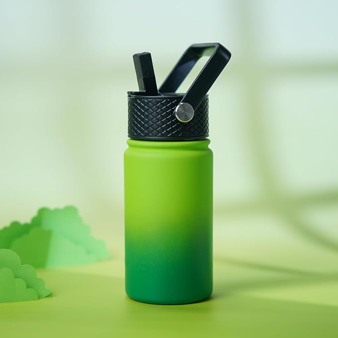BJPKPK Insulated Water Bottle with Straw Lid, 15oz Cute Water Bottles, Stainless Steel Metal Thermo, Reusable BPA Free Leak Proof Tumblers, Cups,Bamboo Grove - Bloomnest