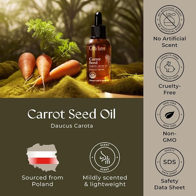 Gya Labs Carrot Seed Carrier Oil - 1 Fl Oz - for Hair, Skin, Face, Scalp & Body Massage - Bloomnest