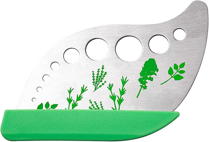 Herb Stripper Tool with 9 Sizing Holes Food-Grade Stainless Steel Leaf Remover for Cooking, Compact Kitchen Gadget with Blade & Safety Cover for collards parsley cilantro goji - Bloomnest