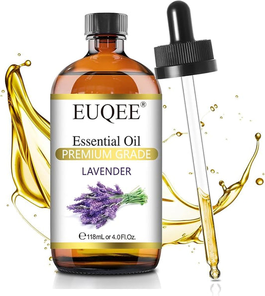 EUQEE Lavender Essential Oil 118mL Pure Lavender Oil Large Capacity Essential Oil with Glass Dropper for Diffuser, DIY Candle - 4Fl. Oz - Bloomnest