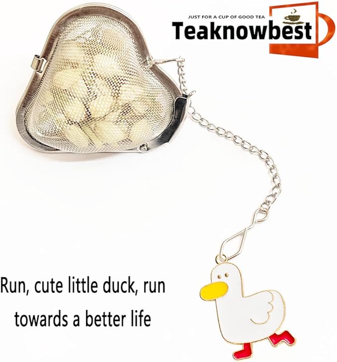1 Pack Tea infusers, loose tea strainer, Heart shaped tea ball + cute animal pendant, reusable tea steeper makes afternoon tea meaningful (Duck, 1PCS) - Bloomnest