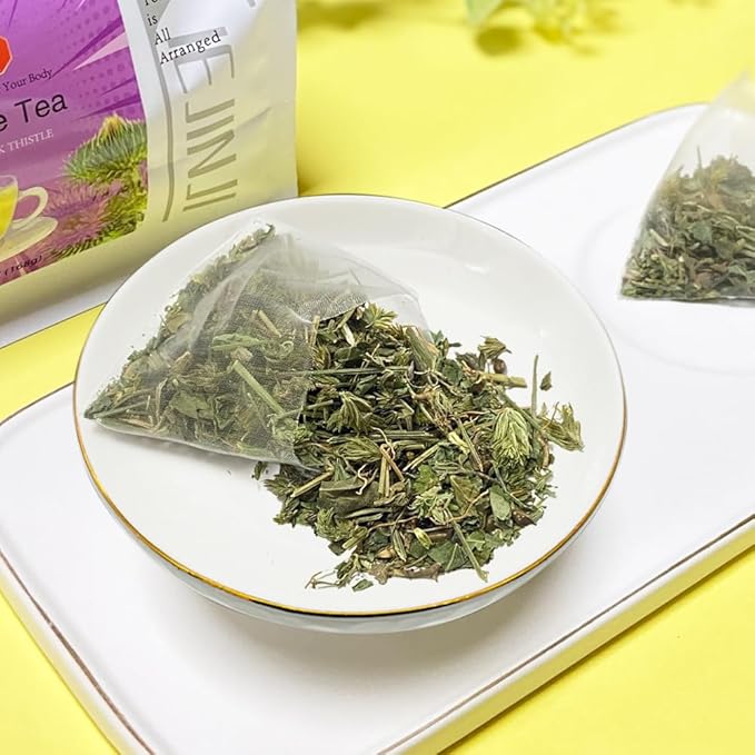 XIEJINJI Milk Thistle Tea Bags, 4.2g x 40 Count (5.9 oz), 100% Natural - No Flavoring & No Additives - Caffeine Free, Eco-Conscious Tea Bags, Resealable Bag - Bloomnest