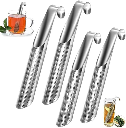 New Gadgets 2024 Stainless Steel Tea DiffusersInfuser With Hanging Hook Tea Strainers For Loose Tea Infuser Coffee Tea Strainer (4 Pcs)