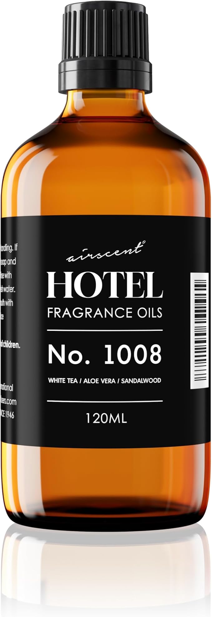 AirScent Hotel Diffuser Oil No. 1008 - White Tea, Aloe Vera & Sandalwood - Hotel Scent Dupe - Premium Fragrance Oil for Ultrasonic and Waterless Diffusers and Crafting - 120 mL, 4 fl oz Glass Bottle Airscent