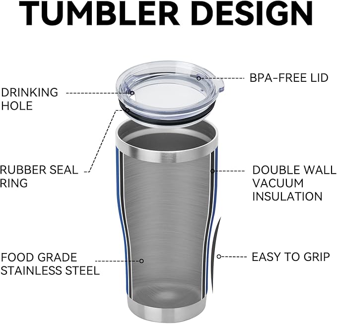 DOMICARE 20oz Tumbler with Lid Stainless Steel Tumblers Bulk, Double Wall Vacuum Insulated Coffee Travel Mug Powder Coated Tumbler, 4 Count (Pack of 1) Dark Blue - Bloomnest