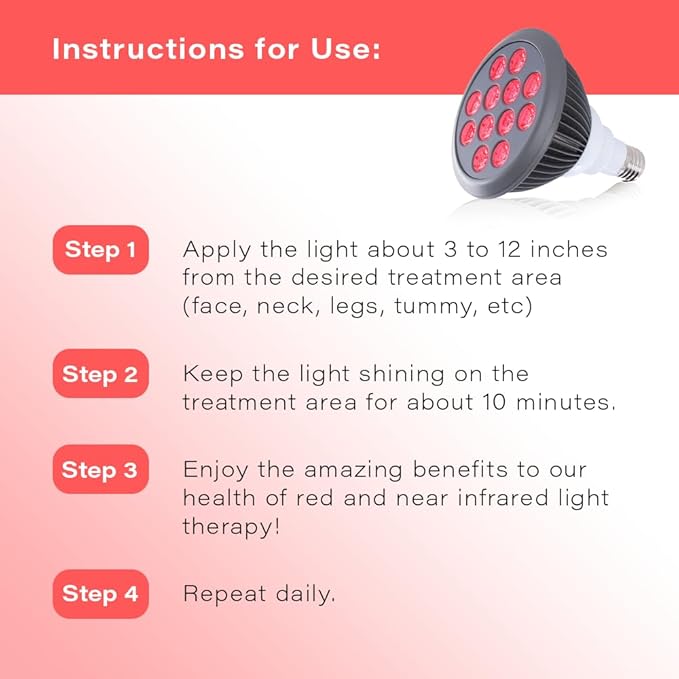 hooga Red Light Therapy Bulb, 660nm & 850nm Red & Near Infrared Light, 12 Dual-Chip LEDs, Targeted Light Bulb with Base & Braided Power Cord for Home Wellness Routine, HG24 Hooga