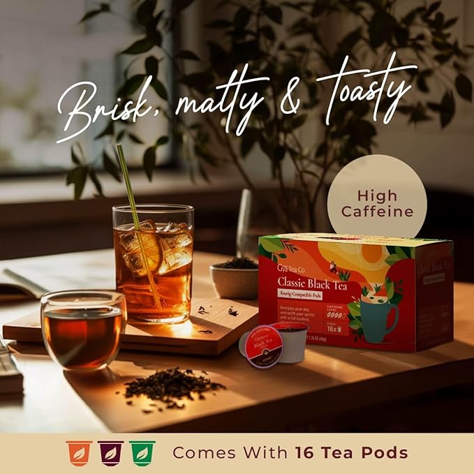 Gya Tea Co Caffeinated Classic Black Tea Pod (16 Count) - Smooth, Flavourful, Robust, Enjoy Hot or Iced - Bloomnest