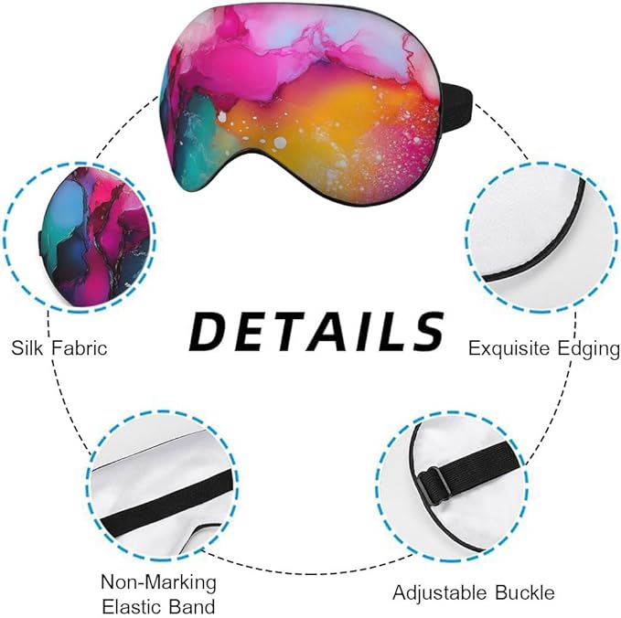 Abstract Marble Silk Eye Mask Sleep Mask Fluid Colorful Painting Artwork Texture Eye Mask with Adjustable Strap Lightweight for Women Work Travel Night Sleep - Bloomnest