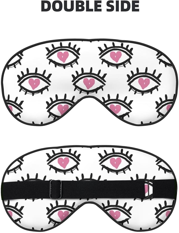 Sleep Eye Mask Cute Pink Loving Eyes Sleep Mask for Women Men Comfortable Eye Mask with Adjustable Strap Soft Eye Cover Blindfold for Travel Yoga Nap Shift Work - Bloomnest