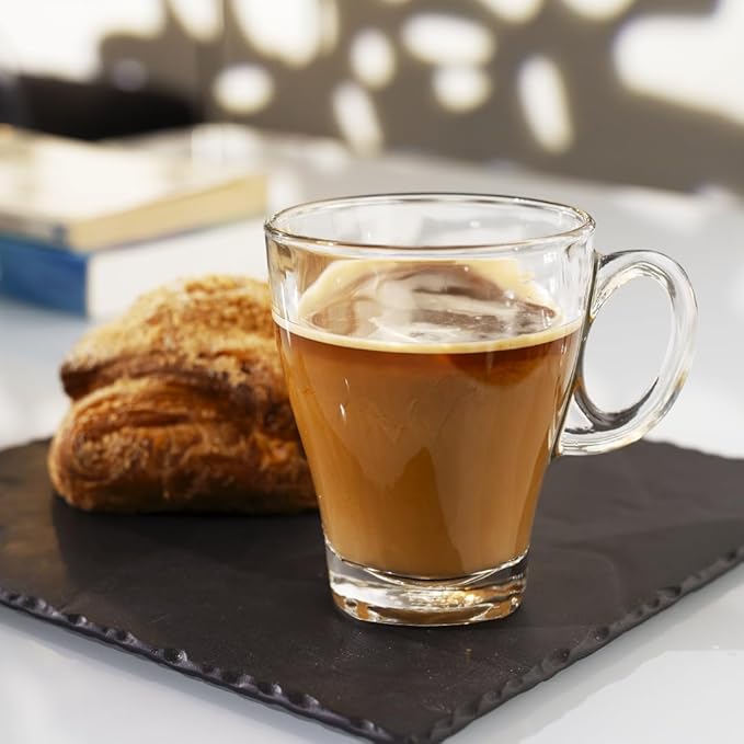 LEMONSODA Clear Large Glass Coffee Mug with Handles for Hot Beverages, Clear Mugs for Espresso, Tea, Cappucino, Latte, Juice (8.75 oz, 10.5 oz, 12 oz) (12 oz, Set of 6) - Bloomnest
