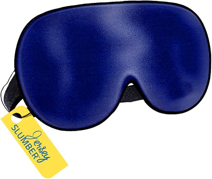 Silk Sleep Eye Mask for Men Women, Comfortable Super Soft Eye Mask with Adjustable Strap, 100% Pure Silk, Blocks Light, Jersey Slumber (Blue, 1 Count (Pack of 1)) - Bloomnest