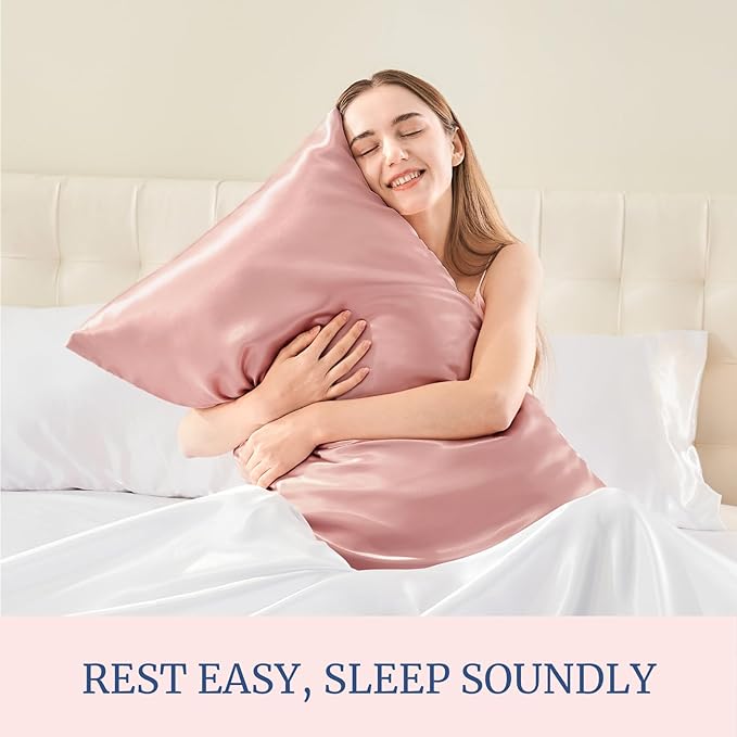 BEDELITE Satin Pillowcase for Hair and Skin, Super Soft Similar to Silk Pillow Cases 4 Pack with Envelope Closure, Cooling Pillowcases for Women Men (20"x30" Queen Size, Rose Pink) - Bloomnest