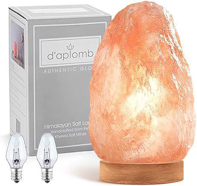 d'aplomb 100% Authentic Natural Himalayan Salt Lamp;Large Hand Carved Natural Chunk Pink Crystal Rock Salt from Himalayan Mountains; Dimmer Cord; 12 lbs - Bloomnest
