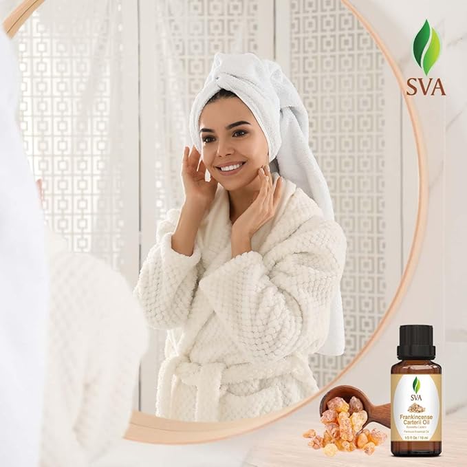 SVA Frankincense Essential Oil – 1/3 Fl Oz – 100% Natural Boswellia Carterii Oil - for Diffuser, Hair Care, Face, Skin Care, Aromatherapy, Scalp and Body Massage, Soap and Candle Making - Bloomnest