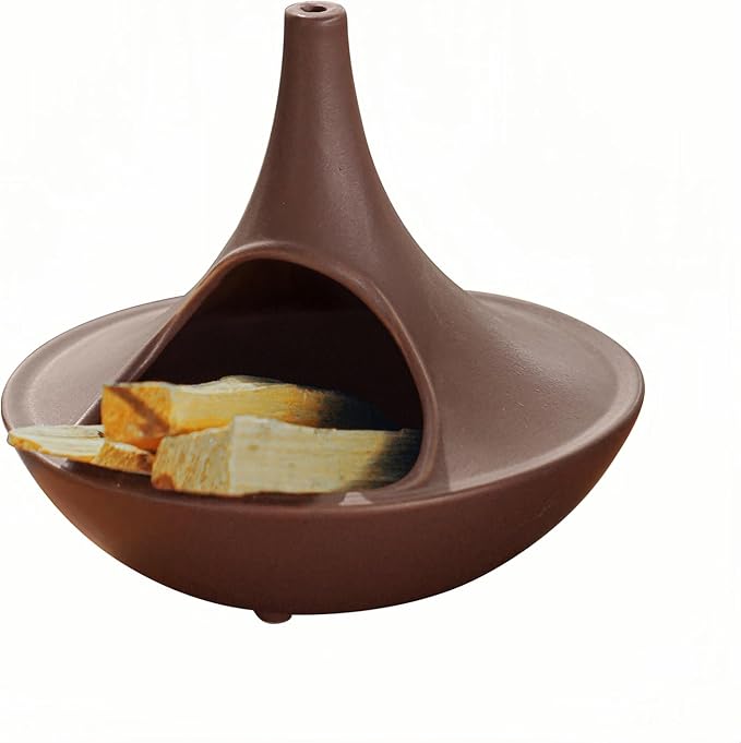 3 in 1 Incense Holder for Palo Santo Sticks Sage Bundles Cone Incense, Handcrafted Ceramic Incense Burner Holder Ash Catcher with Chimney, Smudge Bowl for Yoga Meditation Home Decor (Chimney Red) GRAMSTORMAX