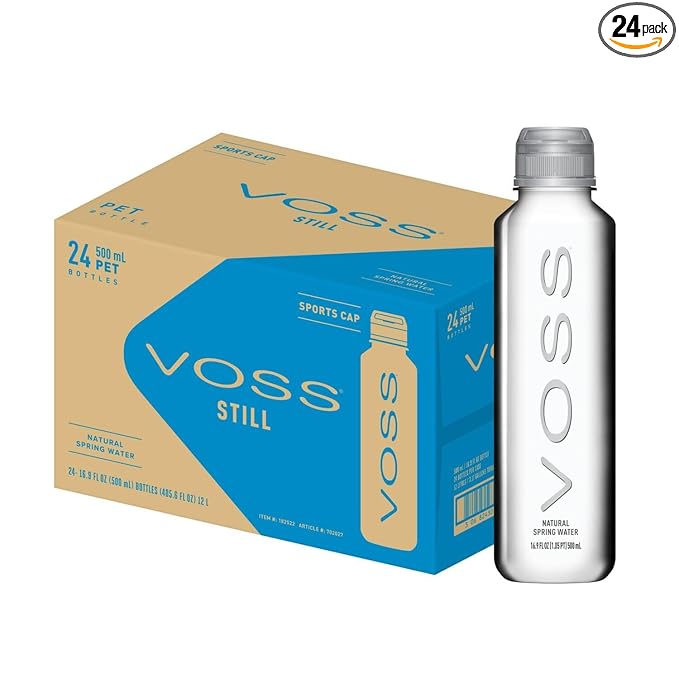 VOSS Premium Still Bottled Water - Pure, Crisp & Refreshing - BPA Free PET Plastic Water Bottles with Sports Cap for Easy, Spill-Free Drinking - Ideal for Gym, Running, Hiking - 500ml, Pack of 24 - Bloomnest