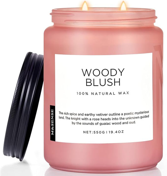 M&SENSE Rose Oud Wood Soy Candles 2 Wick, Large Scented Candles 19.4oz 110 Hour Long Lasting Burn Non Toxic Natural Luxury Aromatherapy Gifts for Women & Relaxing Spa Yoga - Bloomnest