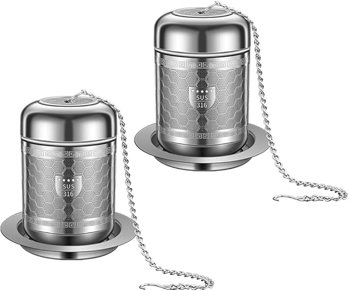 2 Pack 316 Stainless Steel Loose Leaf Tea Infuser – Tea Connoisseur's Choice for White, Green, Oolong, Black, and Herbal Teas (2 Pack - Medium) - Bloomnest
