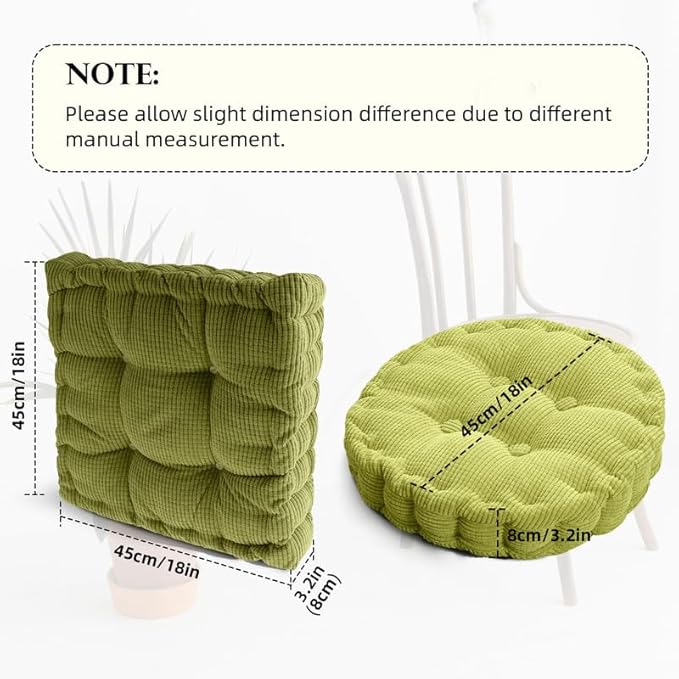 Meditation Floor Pillow Set of 2 Large Square and Round Floor Cushions for Adults Brown Corduroy Floor Seat Pillows Cushion for Living Room Balcony Tatami Yoga,18x18 Inch - Bloomnest