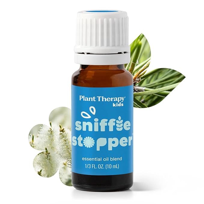 Plant Therapy Kids Sniffle Stopper Essential Oil Blend, 10 mL (1/3 oz), Respiratory Support Essential Oil Blend, Helps Clear Congestion, 100% Pure, Undiluted - Bloomnest