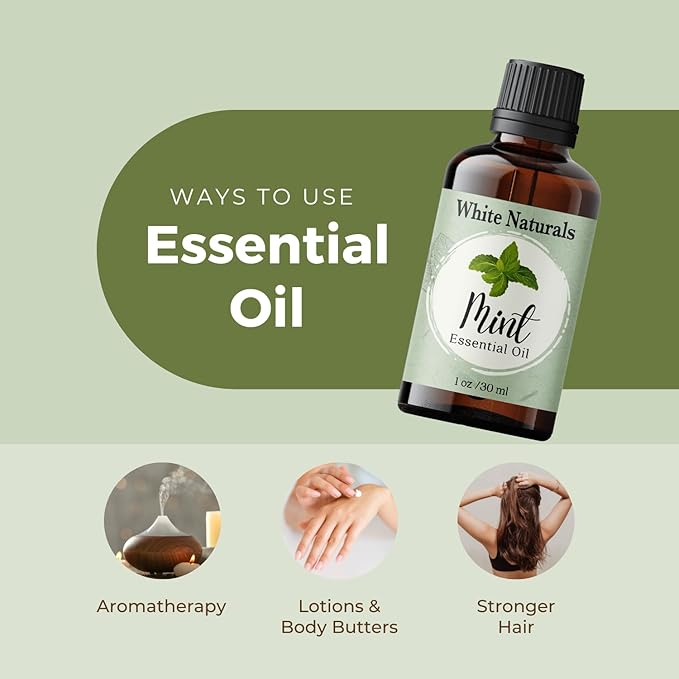 Organic Mint Essential Oil, Refreshes & Energizes The Spirit and Body, 100% Pure Natural Mint Oil for Diffuser, Aromatherapy, Hair Care, Skin Massage, Candle and Soap Making 1 Fl oz - Bloomnest