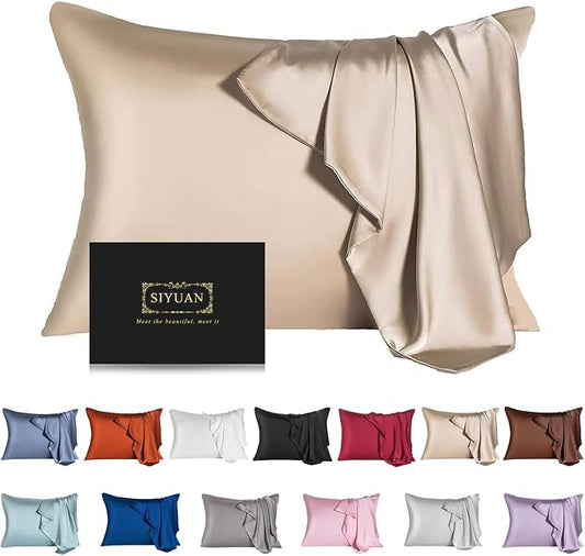 Mulberry Silk Pillowcase for Hair and Skin,Standard Size Cooling Silk Pillow Case with Hidden Zipper,Allergen Proof Dual Sides Soft Breathable Smooth Silk Pillow Cover for Women(Standard,Champagne) - Bloomnest
