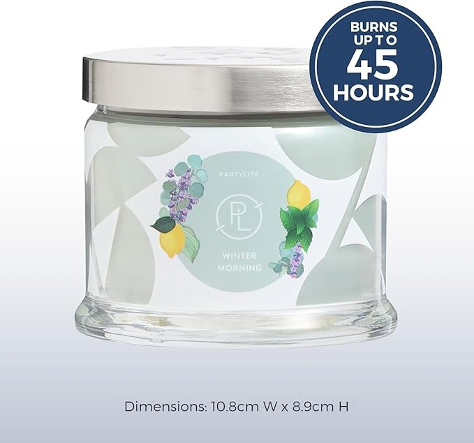 PartyLite 3-Wick Jar Candle, Highly Fragranced Clean Burning Glass Candle, 25-45 Hours Burn Time (Winter Morning) - Bloomnest