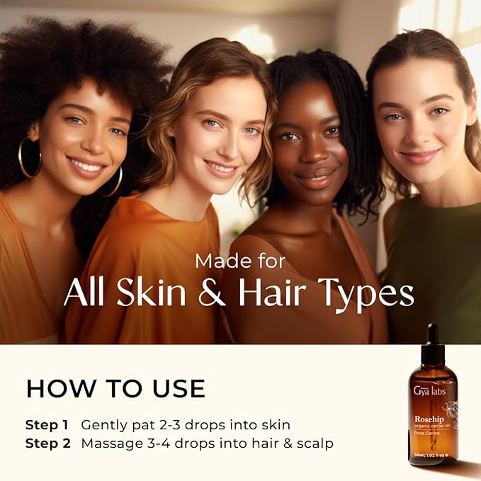 Gya Labs Rosehip Carrier Oil - 1 Fl Oz - for Hair, Skin, Face, Scalp & Body Massage - Bloomnest