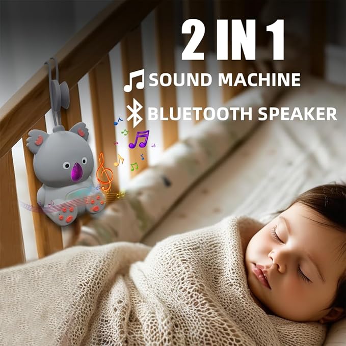 Baby Sound Machine & Bluetooth Speaker | White Noise Machine for Infants with Non-Looping Soothing Sounds, Portable Sleeping Music with Timer for Nursery, Travel & Home - Bloomnest