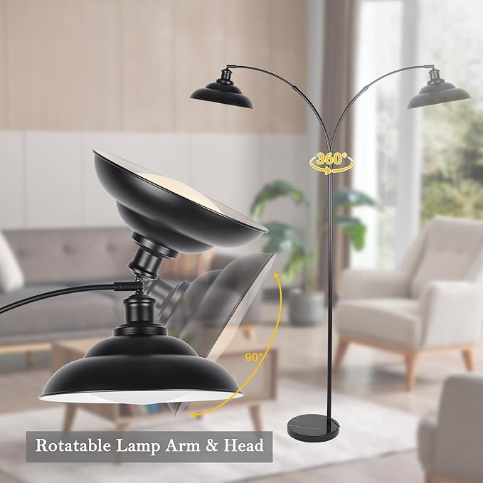 Arc Floor Lamp, Dimmable Dome Floor Lamp with Remote & Foot Switch, Modern Standing Lamp 3000-6500K 25W Integrated LED Bulb, Black Tall Lamp Over Couch Lamps for Living Room Bedroom Offices(Black) - Bloomnest
