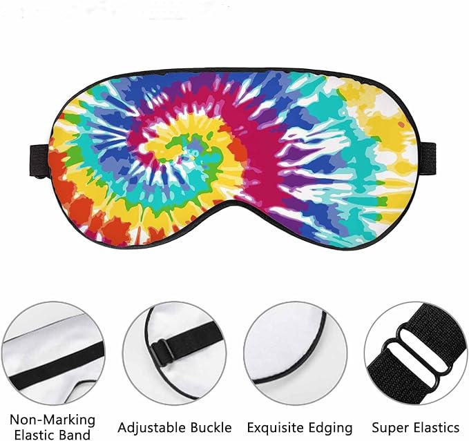 Swirl Sleep Eye Mask Tie Dye Abstract Rainbow Men Women Sleep Mask with Adjustable Strap Eye Cover Eye Shade for Travel, Nap,Meditation - Bloomnest