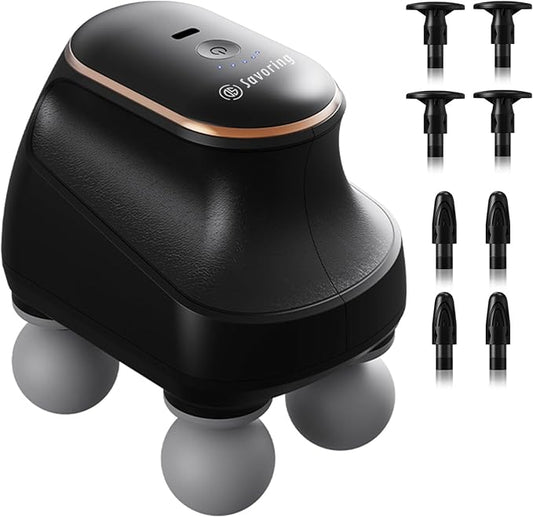 4 Head Massage Gun Deep Tissue, Mini Percussion Muscle Massage Gun for Pain Relief, Portable Electric Muscle Massager with 5 Speeds, 3 Attachments, USB Rechargeable - Ideal Gift for Men & Women - Bloomnest