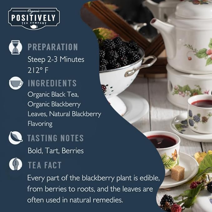 Organic Positively Tea Company, Blackberry Black Tea, Loose Leaf, 4 Ounce - Bloomnest