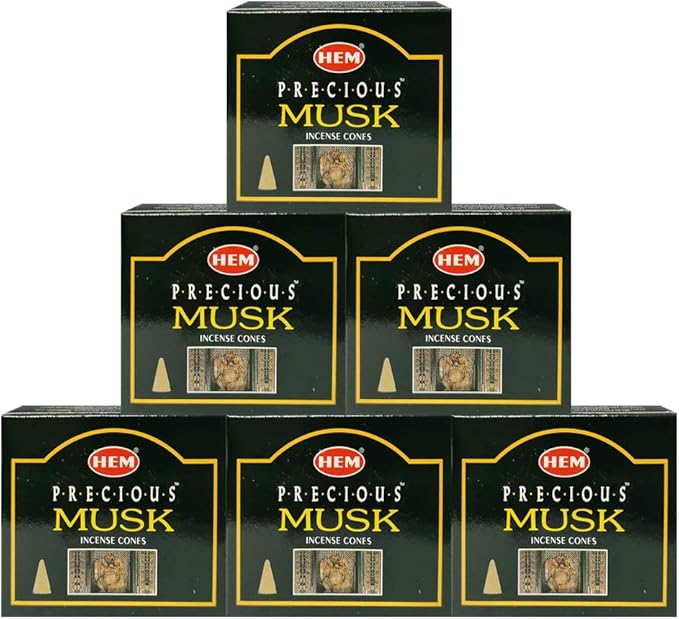 TRUMIRI Incense Cone Holder Bundle with Hem Precious Musk Incense Cones - Pack of 6 (Approx 60 Cones) TRUMIRI