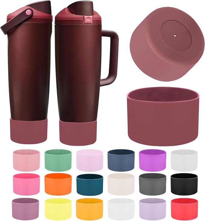 Mity rain 2PCS Protective Silicone Boots for Owala 30oz & 40oz FreeSip Sway Bottles & Tumblers - Accessories for owala, Enhances Stability & Prevents Scratches(Black Cherry) Mityrain
