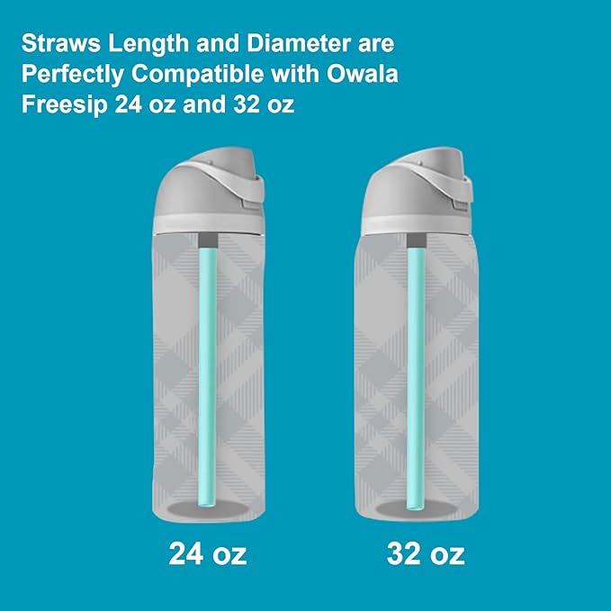 Replacement Straws Compatible with Owala Water Bottle Freepsip 24 Oz - Replacement Parts For Owala Cup 32 Oz -Accessories Set Include 6 BPA-FREE Straws and 1 Cleaning Brush Bubrike