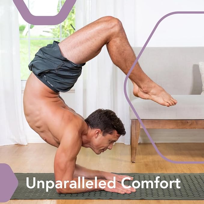 Clever Yoga Hot Yoga Mat Towel – Non-Slip Grip for Hot Yoga, Sweat Absorbent, Honeycomb Silicone Grip, Stays Flat – Ideal for Pilates, Travel, Washable & Lightweight - Olive