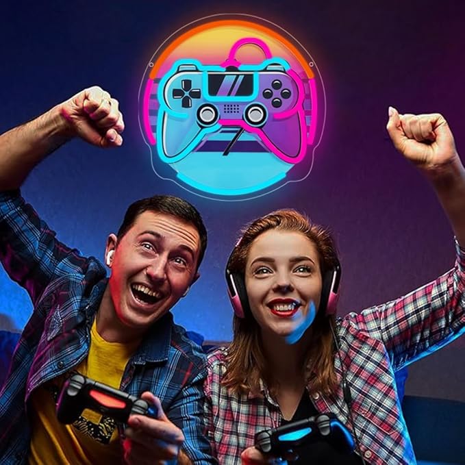 Gamer Neon Sign, Gaming Neon Sign for Gamer Room Decor Game LED Lights for Bedroom Wall Decor Gamepad Dimmable Neon Gaming Sign for Party Decorations Teen Boys Gift USB Powered(12.6"*12.6") - Bloomnest