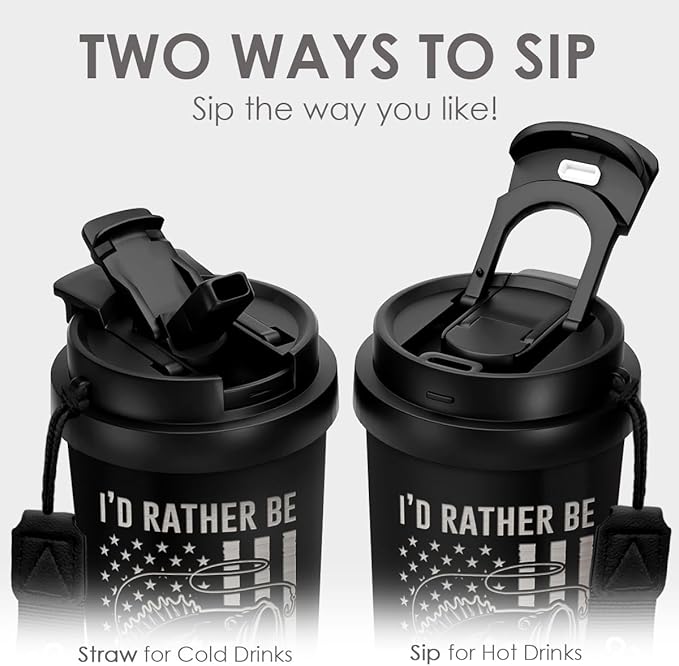 Fishing Tumbler - Stainless Steel 2-in-1 Lid Coffee Tumbler 18 oz, Insulated Travel Mug Gift for Men Husband Dad, Birthday Christmas - Bloomnest