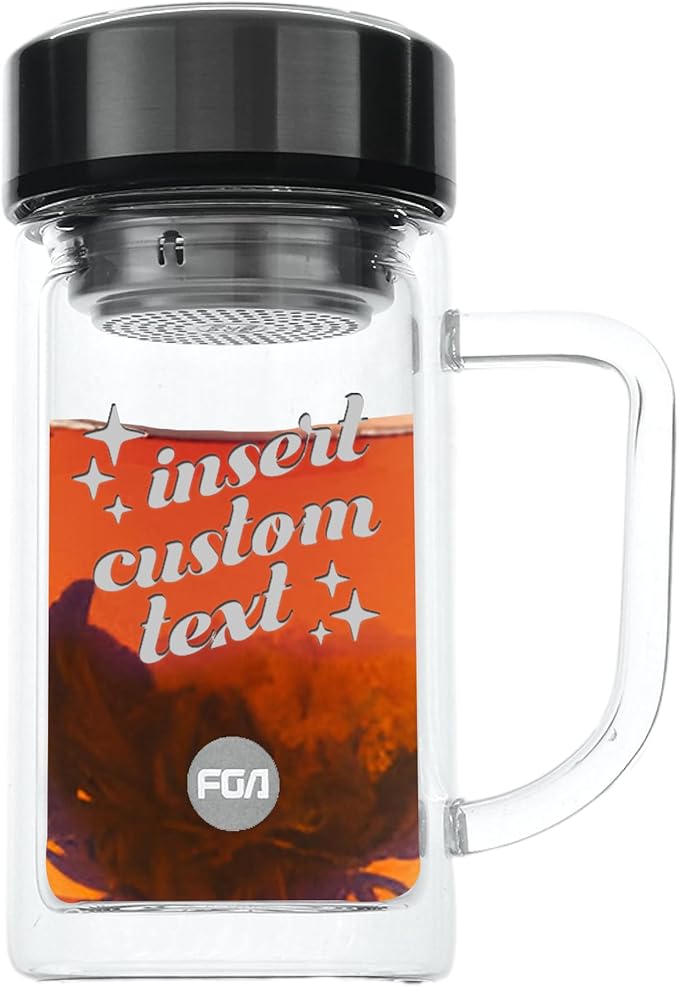 Custom 13oz/380ml Glass Infuser Tea Tumbler w/Handle, Durable Double-Walled Borosilicate Glass for Loose Leaf Tea & Coffee,304 Stainless Steel Lid & Strainer,Heat Resistant & Leak-Proof - Bloomnest