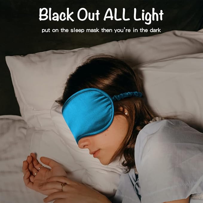 Breathable Silk Sleep Mask Blindfold, Elastic Blackout Eye Cover Headband for Sleeping Nap Travel Time, Peacock Blue, 1 Pack - Bloomnest