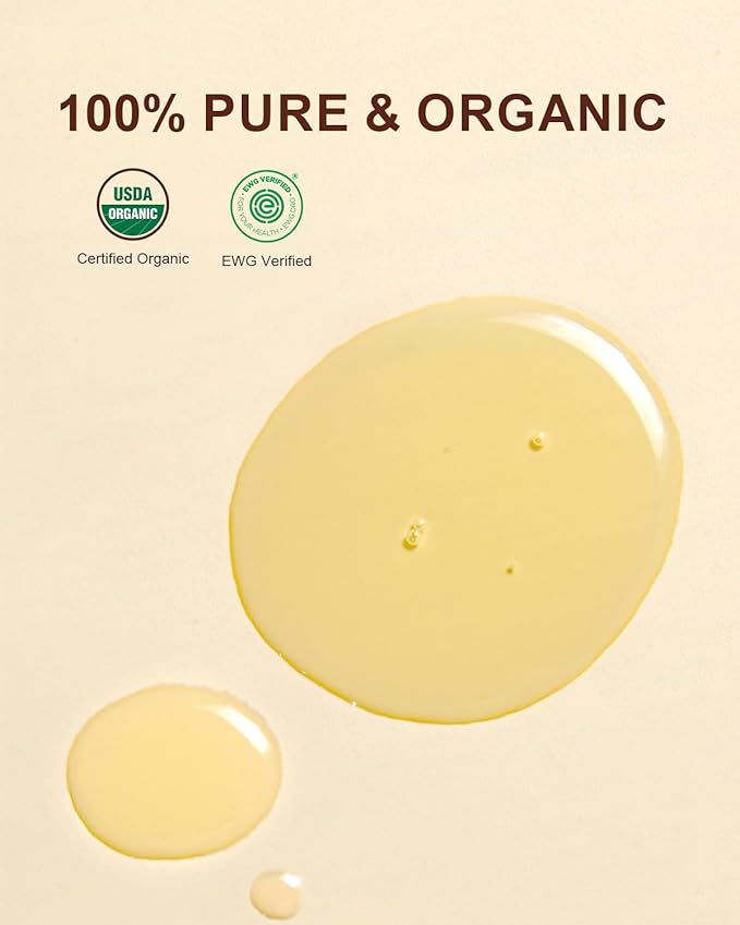 USDA Organic Jojoba Oil Cold Pressed 8 fl oz, 100% Pure & Natural Unrefined Jojoba Oil for Face Hair & Skin Massage, Hexane Free, Deeply Moisturizing Body Carrier oils Multi-Purpose Serum - Bloomnest