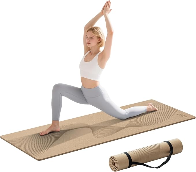 ILILI Yoga Mat, 72x25×0.3 Inch, Non-Slip, TPE Exercise Mat, Tear-Resistant, Fitness Yoga Mat with Carrying Strap, Ideal for Yoga, Pilates, Home Workouts, Stretching & All Fitness Routines