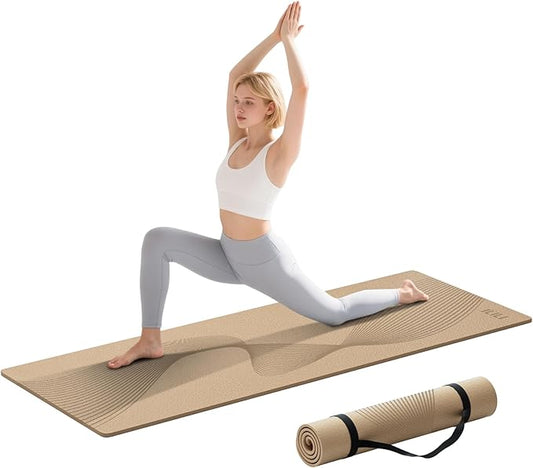 ILILI Yoga Mat, 72x25×0.3 Inch, Non-Slip, TPE Exercise Mat, Tear-Resistant, Fitness Yoga Mat with Carrying Strap, Ideal for Yoga, Pilates, Home Workouts, Stretching & All Fitness Routines