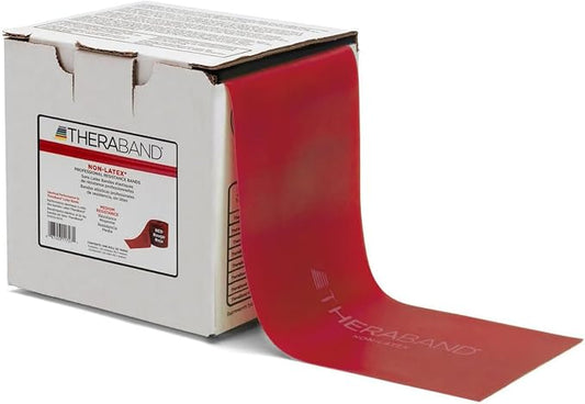 THERABAND Resistance Band 25 Yard Roll, Non-Latex Professional Elastic Stretch Bands for Upper & Lower Body Exercise Workouts, Physical Therapy, Lower Pilates, Flexibility, & Rehab, Dispenser Box - Bloomnest