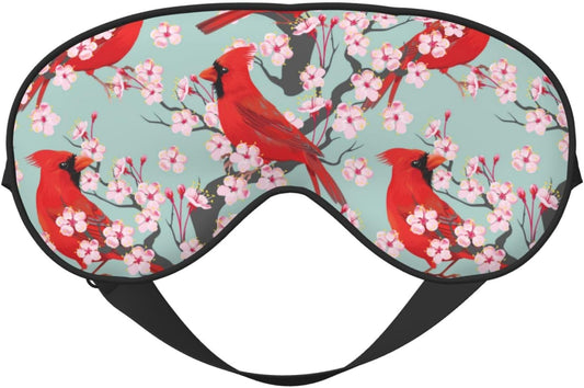 Sleep Eye Mask Cardinal and Bloom Cherry Sleep Mask for Women Men Comfortable Eye Mask with Adjustable Strap Soft Eye Cover Blindfold for Travel Yoga Nap Shift Work