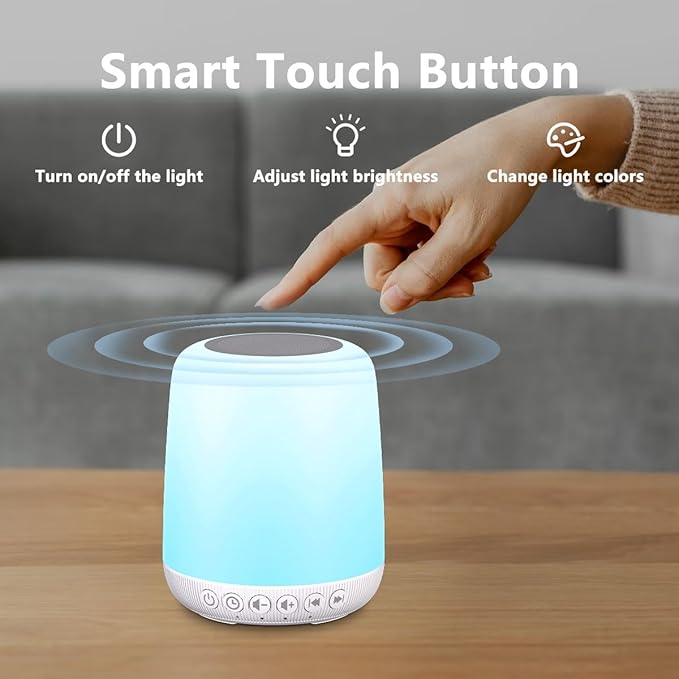 White Noise Sound Machine for Sleep Portable Sound Machine with 30 Soothing Sounds 12 Night Light Colors 4 Timer Sleep Machine for Baby Adults, Smart App Control, Touch Control - Bloomnest