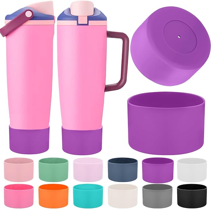 Mity rain 2PCS Protective Silicone Boots for Owala 30oz & 40oz FreeSip Sway Bottles & Tumblers - Accessories for owala, Enhances Stability & Prevents Scratches (Purple) Mityrain